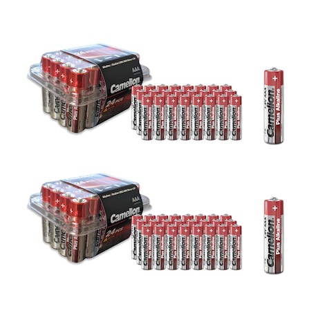 Camelion AAA 1.5V Plus Alkaline Plastic Tub 48 Count 2 x 24 Pack Tubs, 48PK LR03-PB24-CB2